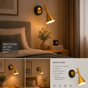 Lampu dinding modern dengan desain minimalis elegan 8111/1W GD