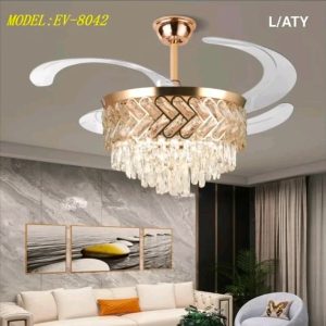 Lampu gantung kipas kristal EV-8042