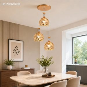 Lampu gantung kristal modern 7306/3 GD