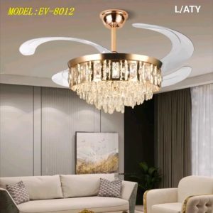 Lampu gantung kipas kristal EV-8012