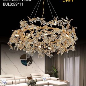 Lampu Gantung Kristal Mewah D251 Gold