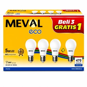 Lampu LED MEVAL ECO 5W – Paket Hemat Beli 3 Gratis 1