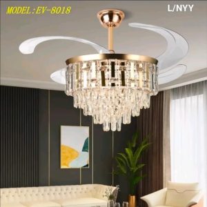 Lampu gantung kipas kristal EV-8018