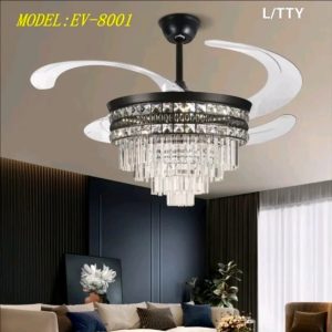 Lampu gantung kipas kristal EV-8001