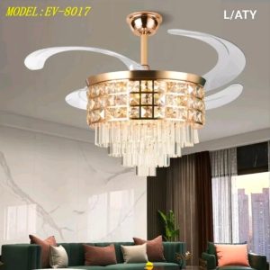 Lampu gantung kipas kristal EV-8017