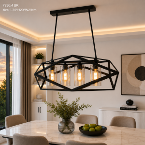 Lampu Gantung Industrial Modern 4 Lampu 7936/4 BK