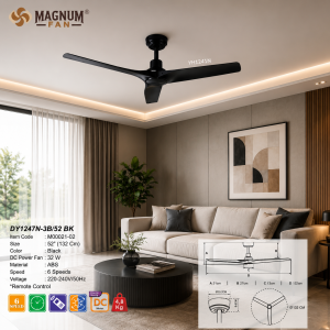Kipas Plafon Magnum Fan DY1247N-3B/52 BK – 52 Inch