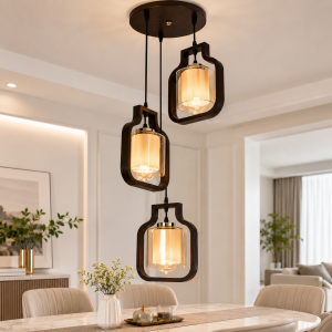 Lampu Gantung Minimalis Bingkai Kayu 5155/3