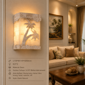 Lampu Dinding Resin Motif Pohon Kelapa B7830-2