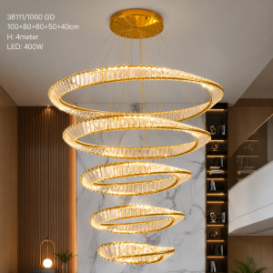 Lampu Gantung Kristal Modern 5 Ring Mewah 38111/1000 GD