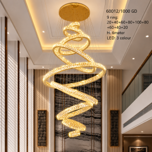 Lampu Gantung Kristal Spiral Mewah 60012/1000 GD