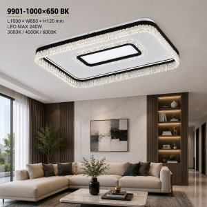 Lampu Plafon Kristal LED Modern 9901-1000×650 BK
