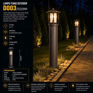 Lampu Tiang Taman Outdoor D003/1000MM
