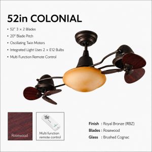 Kipas Plafon COLONIAL 52 Inch