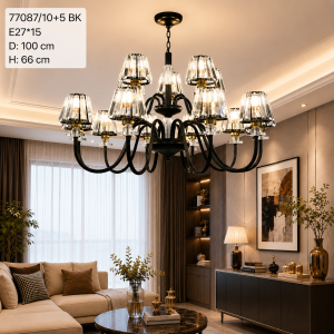 Lampu Gantung Chandelier Modern 77087/10+5 BK