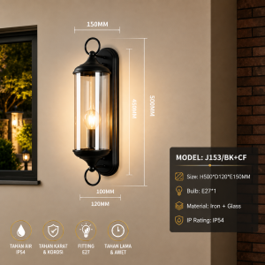 Lampu Dinding Outdoor Klasik Modern J153/BK+CF