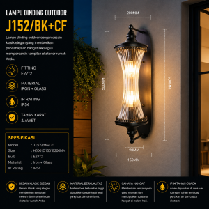 Lampu Dinding Outdoor Klasik J152/BK+CF
