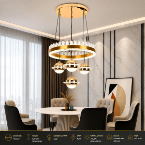 Lampu Gantung LED Akrilik 3240GD – Gold Modern Luxury