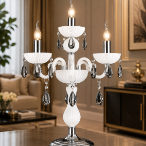 Lampu Meja Kristal Modern 7342-3+1 WH