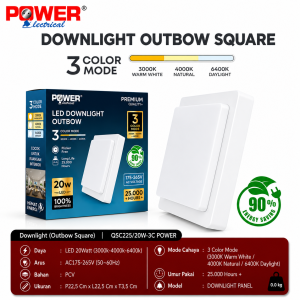 POWER Downlight Outbow Square 20W – 3 Color Mode