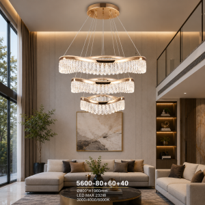Lampu Gantung Kristal LED Modern 5600-80+60+40