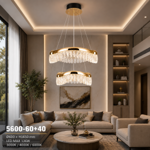 Lampu Gantung Kristal LED Modern 5600-60+40
