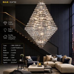 Lampu Gantung Kristal Mewah Type 1881-1200-CH