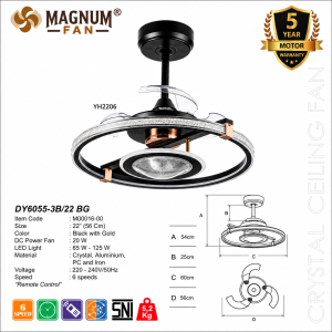 MAGNUM FAN DY6055-3B/22 BG – Kipas Plafon LED Modern