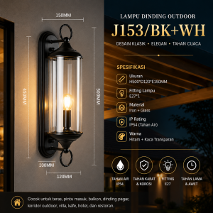 Lampu Dinding Outdoor Klasik Modern J153/BK+WH