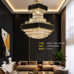 Lampu Gantung Kristal Mewah 888021-600+300-BK