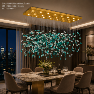 Lampu Gantung Kristal Modern Type 50166/L1200×W600MM-GN+WH