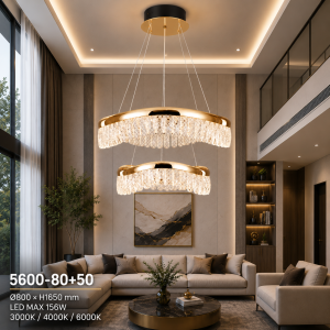 Lampu Gantung Kristal LED Modern 5600-80+50
