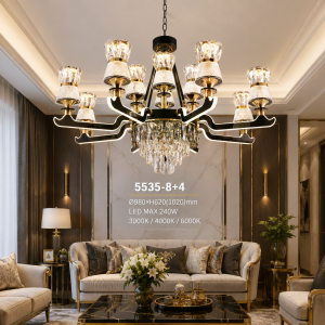 Lampu Gantung Kristal LED Modern 5535-8+4