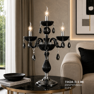 Lampu Meja Kristal Mewah  7342A-3+1 BK