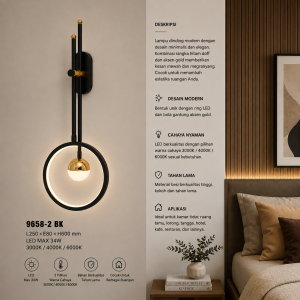 Lampu Dinding LED Modern 9658-2 BK