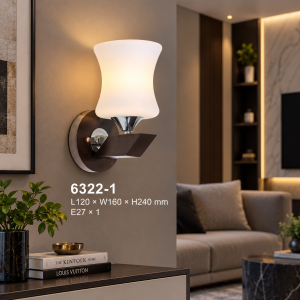Lampu Dinding Kayu & Kaca 6322-1