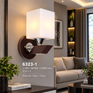 Lampu Dinding Kayu & Kaca 6323-1