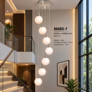 Lampu Gantung Bola Kaca 7 Susun – 8608S-7