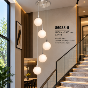 Lampu Gantung Bola Kaca 5 Susun – 8608S-5