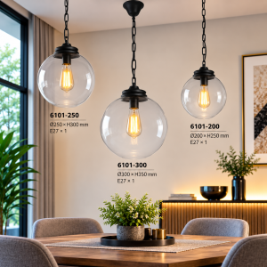 Lampu Gantung Kaca Bulat 6101