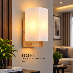Lampu Dinding Kayu & Kaca B5021-1